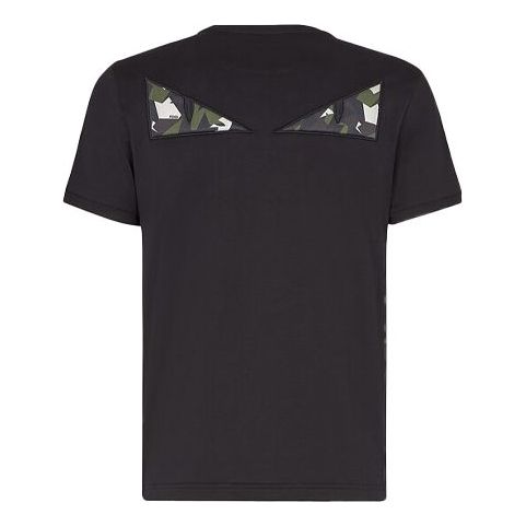 Men's FENDI Camouflage Pattern Round Neck Short Sleeve Black FY0894ACNOF0QA1