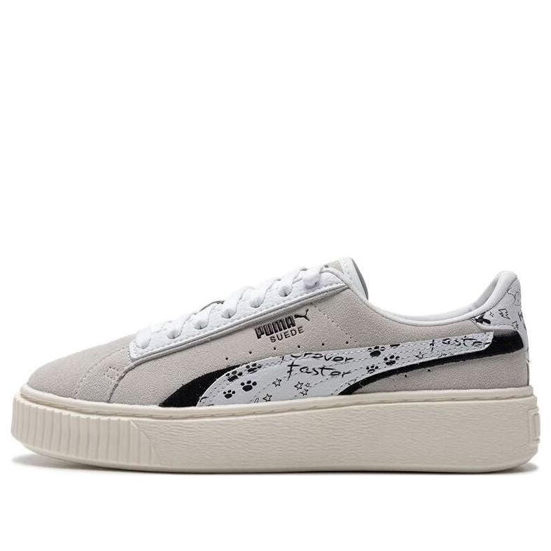 (WMNS) PUMA Suede Platform Draw 'Grey White' 395904-02