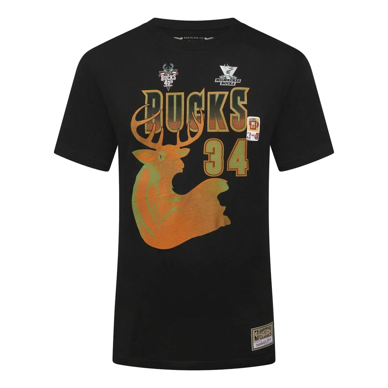 Mitchell & Ness x NBA Milwaukee Bucks Flight Print T-shirt 'Ray Allen 34' BNN3DP22083-MBUBLCKRAL