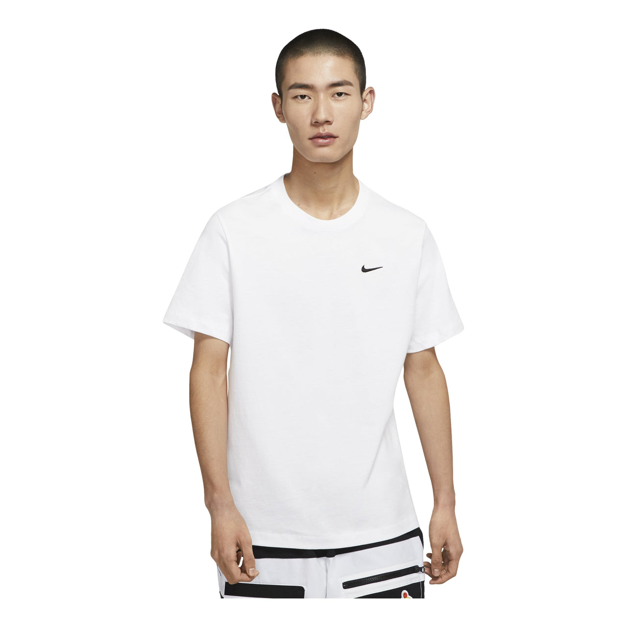 Men's Nike Sportswear Solid Color Embroidered Logo Micro Mark Round Neck Casual Short Sleeve White T-Shirt BV0508-100