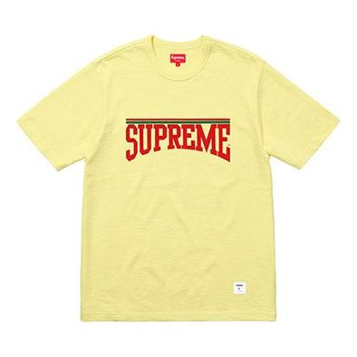 Supreme SS18 Arch SS Top Heather Light Yellow Logo Tee SS18-0210