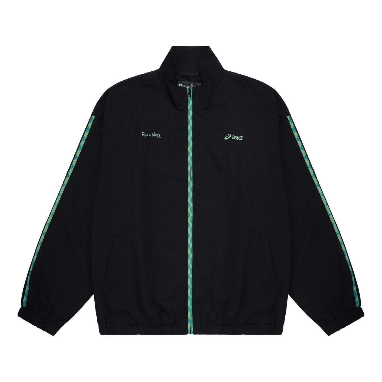ASICS x Rick and Morty Crossover Contrasting Colors Line Sports Stand Collar Jacket Black 2201A207-001