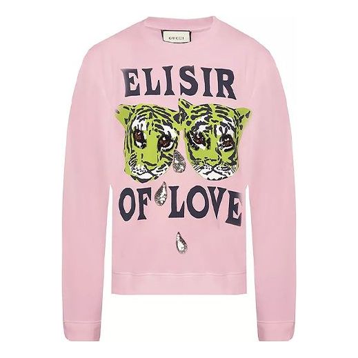 (WMNS) Gucci Cotton Tiger Print Pullover Long Sleeve Sweater For Pink 469250-XJBI5-5901