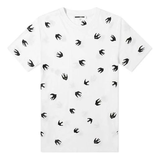 Men's McQ Alexander McQueen Cotton Contrasting Colors Embroidered Short Sleeve White 291571-RMT64-9000