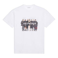 Balenciaga Band Portrait Printing Logo Retro Short Sleeve White 612965TIV479000