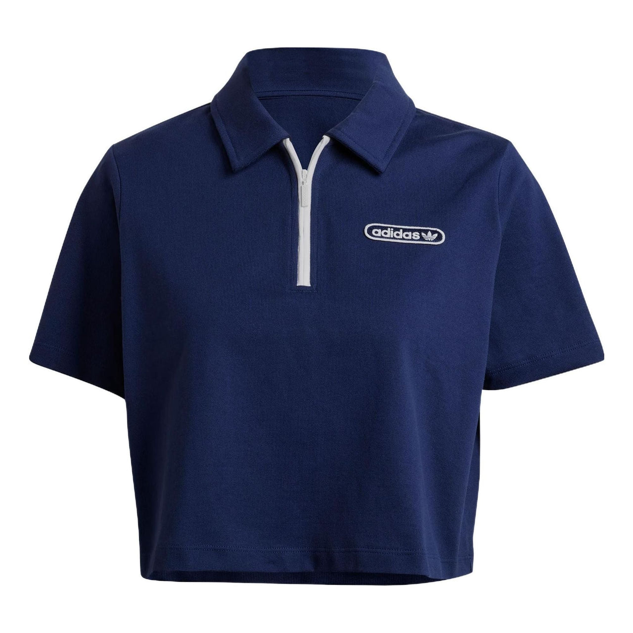 (WMNS) adidas Original Crop Zip Polo Shirt 'Night Sky' HL6572