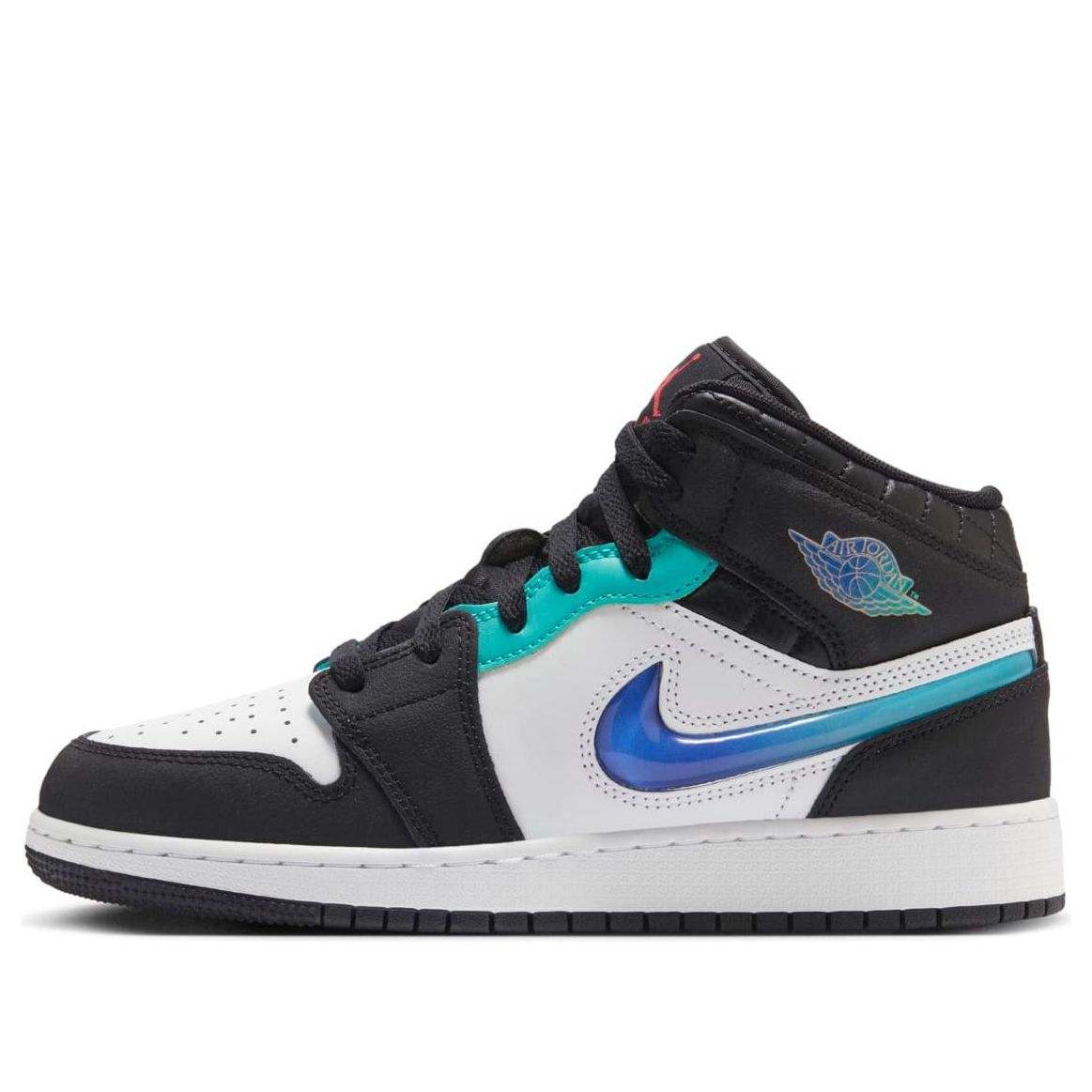 (GS) Air Jordan 1 Mid SE 'Black Hyper Jade Royal' FQ8095-001