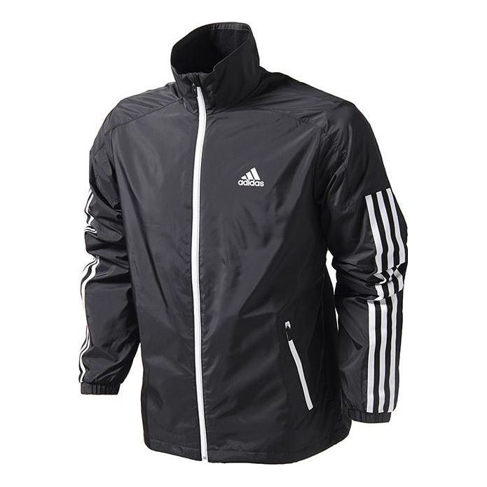 adidas Stripe Stand Collar Woven Sports Jacket Men's Black AZ8426