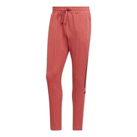 Men's adidas Solid Color Stripe Logo Straight Casual Sports Pants/Trousers/Joggers Red HN1936