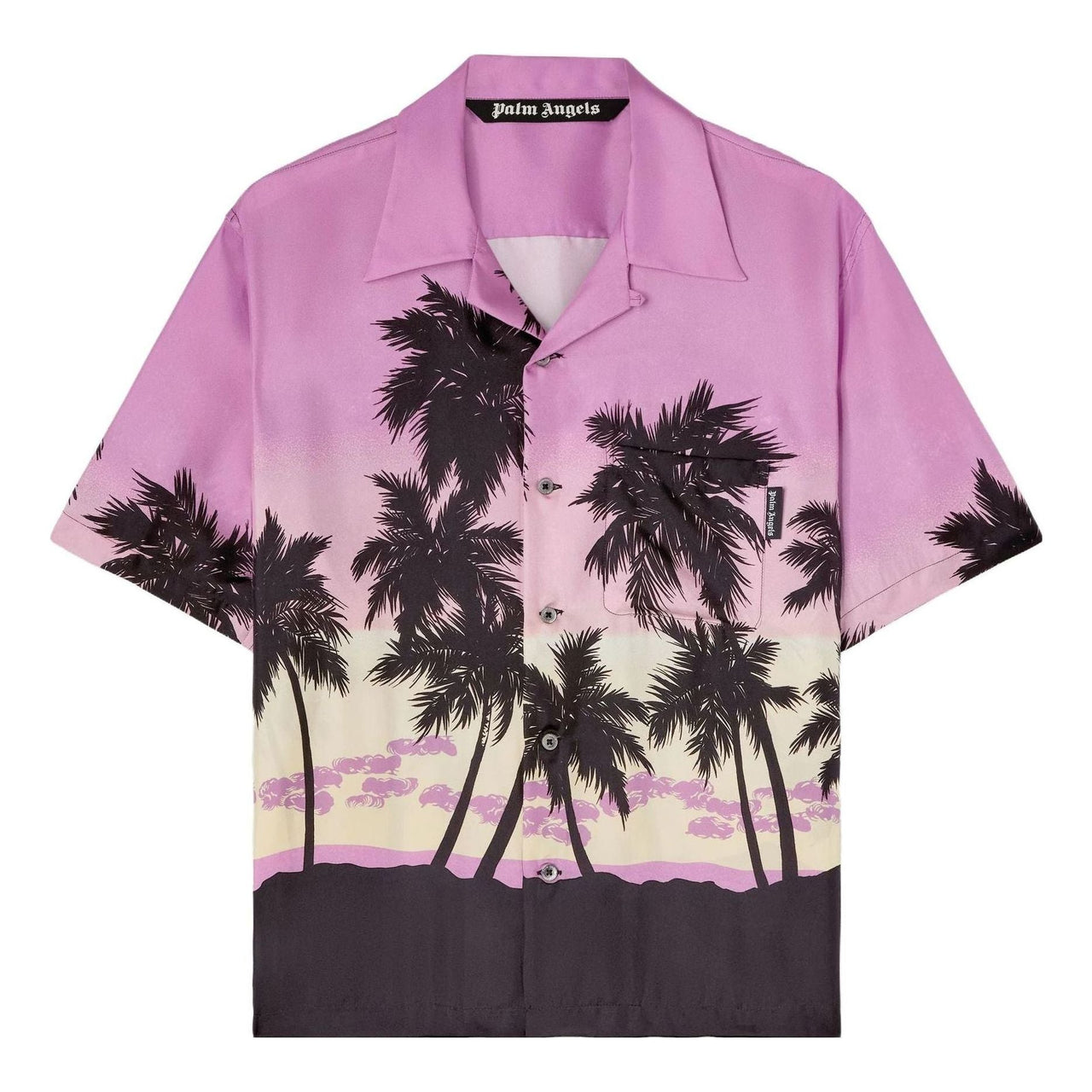 Palm Angels SS23 Palm Tree Print Silk Shirt 'Purple Black' PMGA110S23FAB0043710