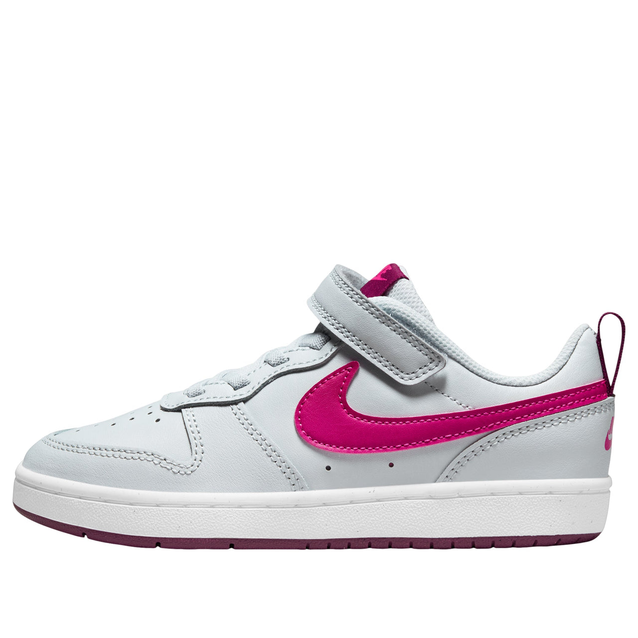 (GS) Nike Court Borough Low 2 'Grey Bright Pink' BQ5451-015