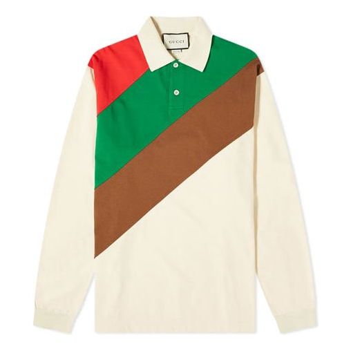 Gucci Olive Long Sleeve Polo Shirt For Men White 613844-XJCGR-8010