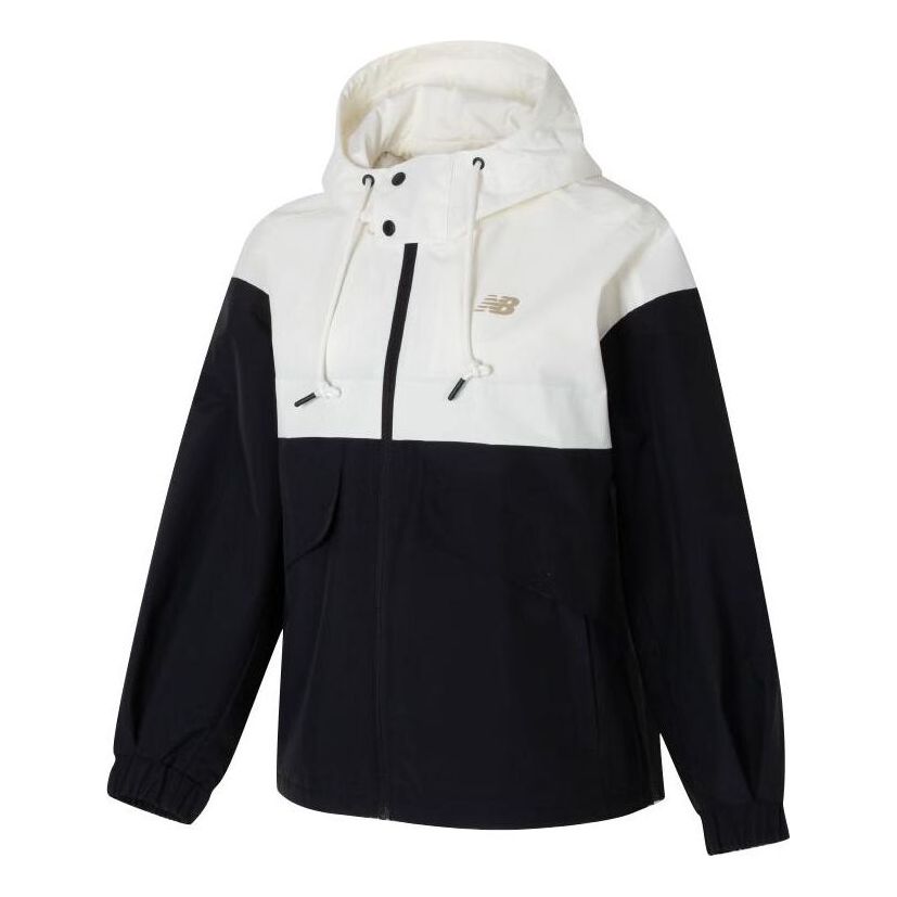 (WMNS) New Balance Color Block Jacket Asia Sizing 'White Black' NAE11312-BK