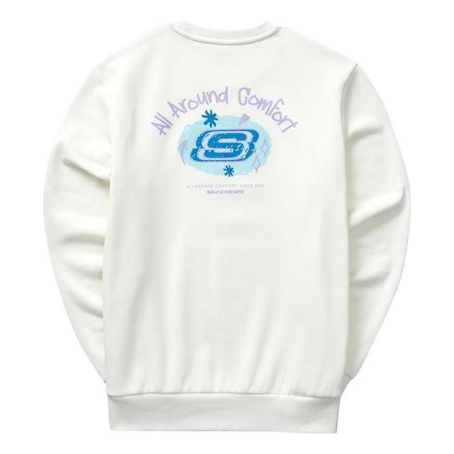 Skechers Colorful Casual Series Brand Crew Sweater 'White Green' L322U086-0074
