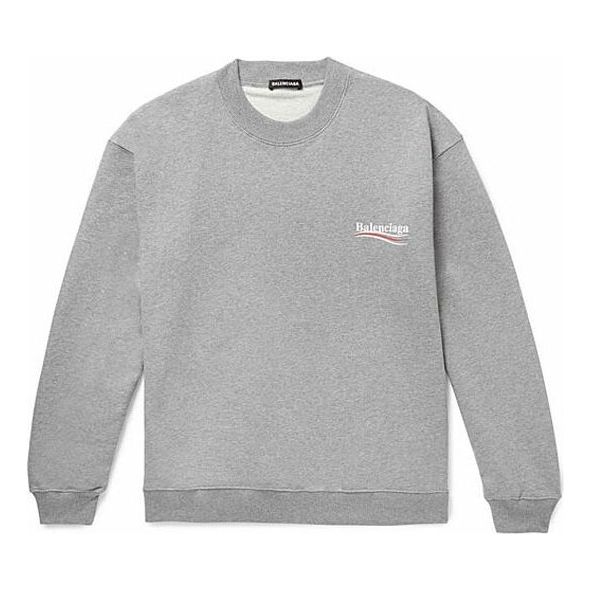 Men's Balenciaga Micro Mark Alphabet Pattern Round Neck Pullover Gray 556147TBV141300