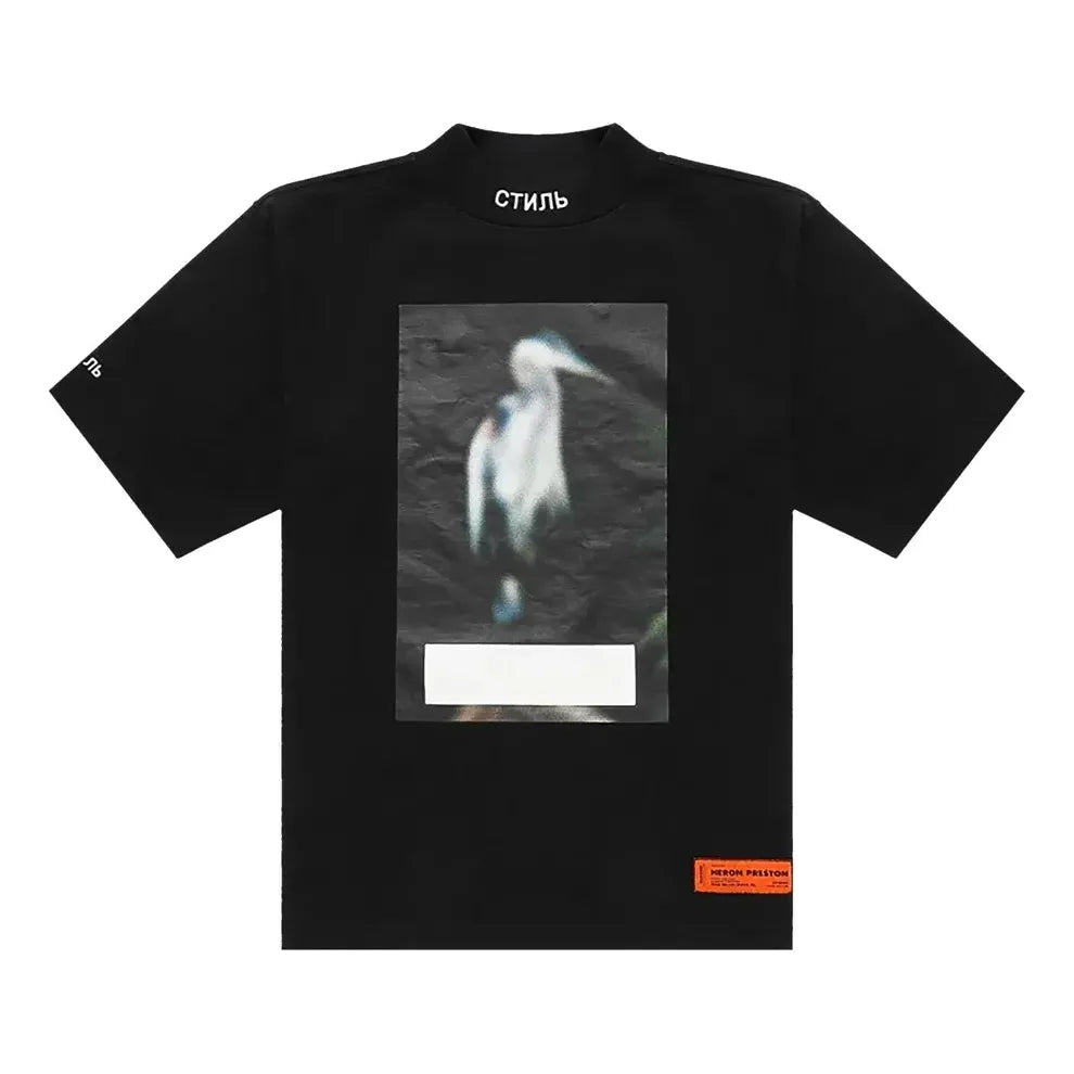 HERON PRESTON FW21 Censored Heron Turtleneck T-shirt 'Black Grey' HMAA021F21JER0011005