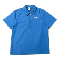 Nike Half Zipper Solid Color Short Sleeve Polo Shirt Blue DM5284-407
