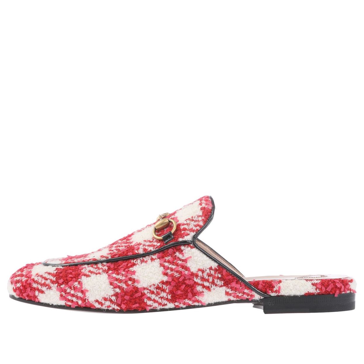 (WMNS) Gucci Princetown Tweed Check 'Red' 475094-G1220-9141