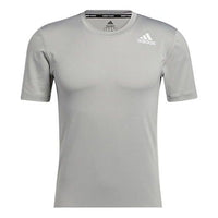 Men's adidas Solid Color Logo Printing Casual Round Neck Short Sleeve Gray T-Shirt H08819