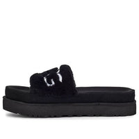 (WMNS) UGG Laton Fur Slide Black Slippers 1111236-BLK