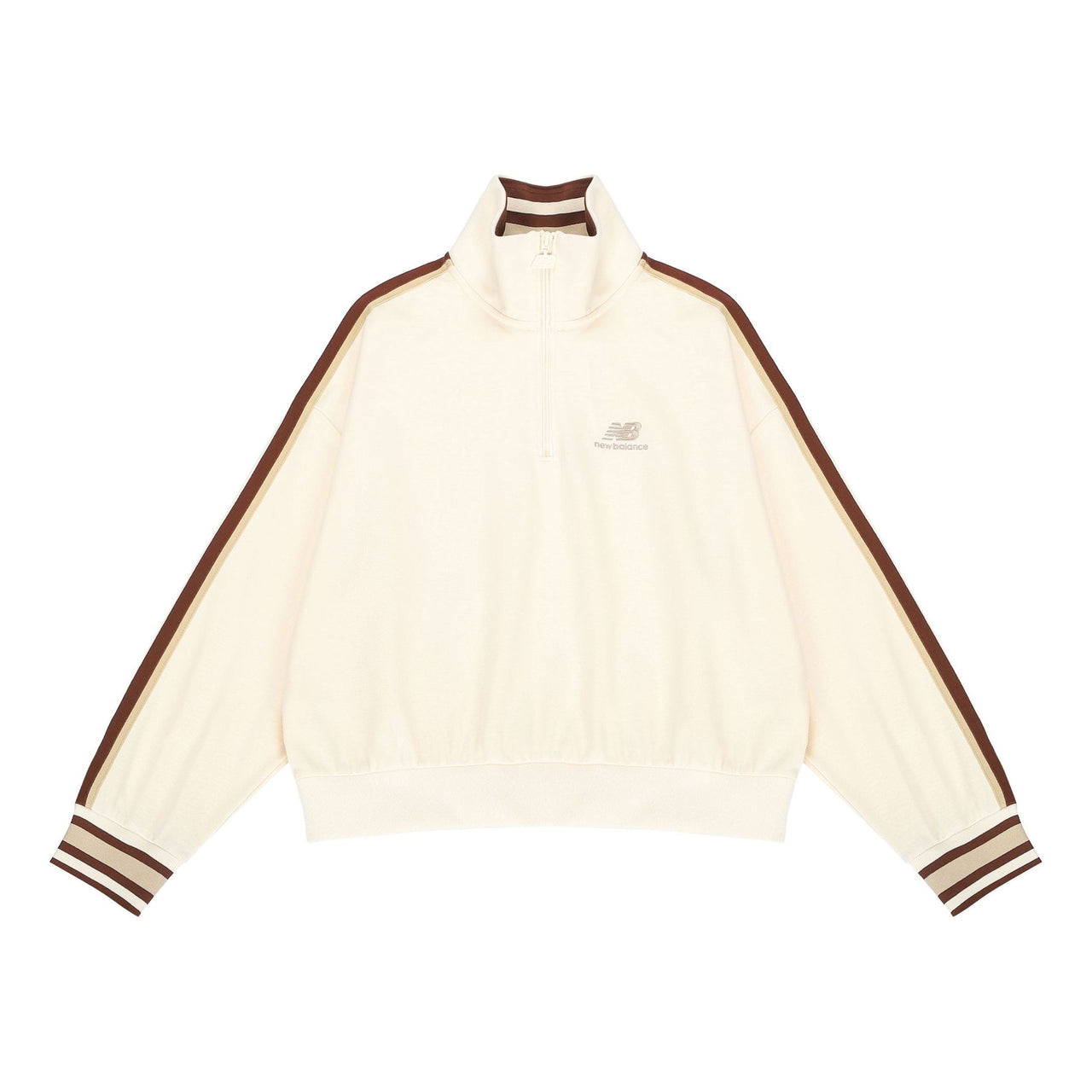 (WMNS) New Balance Half Zip Sweatshirt Asia Sizing 'Cream White Red' AWT23561-MCU