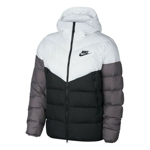 Nike Sportswear Windrunner Down Fill hooded Sports Down Jacket White Black 928833-100