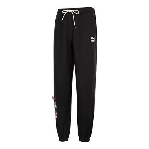 PUMA Team Badge Regular Track Pants 'Black' 677378-01