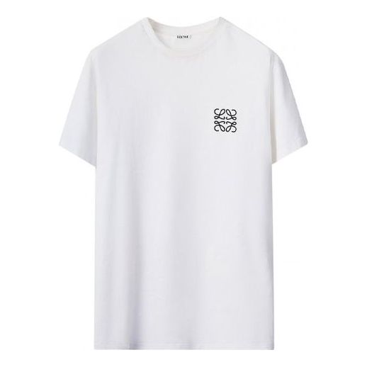 Men's LOEWE Anagram Embroidered Cotton Round Neck Short Sleeve White H526Y22J26-2100