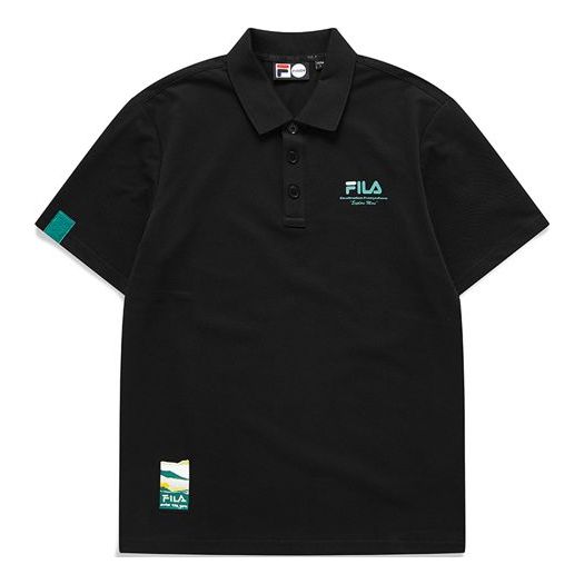 Men's FILA FUSION Logo Casual Sports Short Sleeve Polo Shirt Black T11M123101F-BK