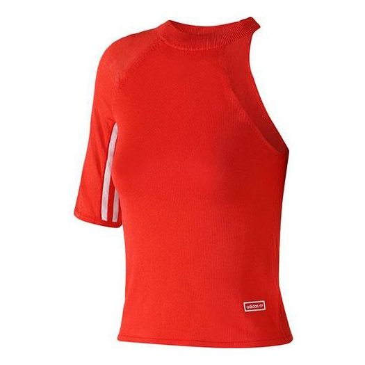 (WMNS) adidas originals Logo Short Sleeve Red DU7872