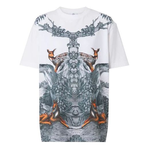 Burberry SS21 Sketch Printing Loose Short Sleeve White 80437441