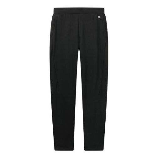 (WMNS) FILA Logo Straight Knitting Sports Trousers Black F11W028612F-BK