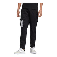 Men's adidas neo Casual Pocket Solid Color Stripe Sports Pants/Trousers/Joggers Black HC9671