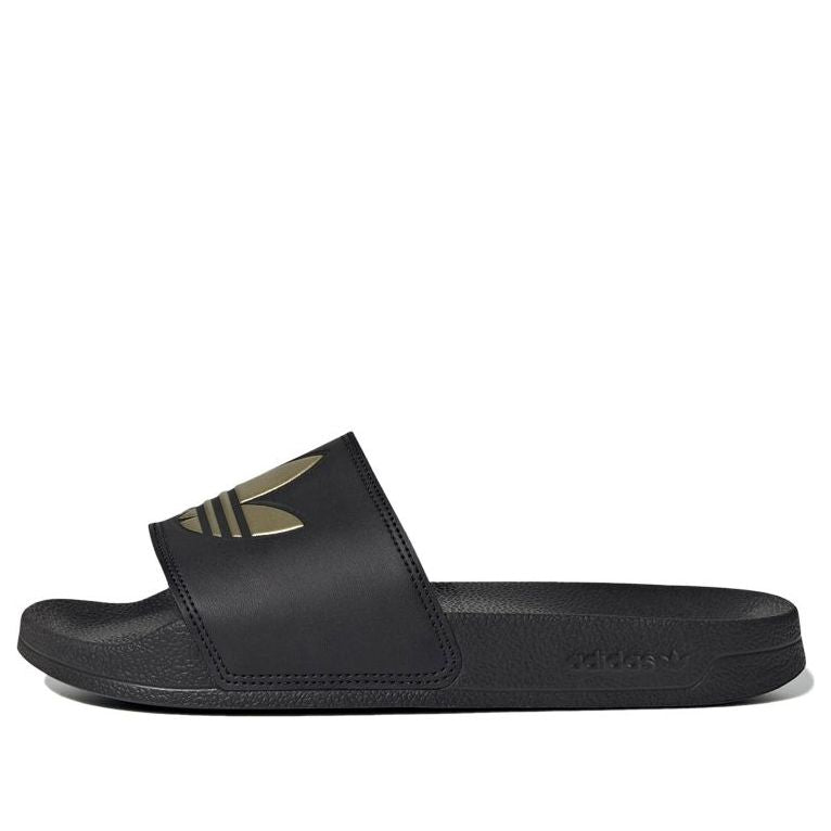 (WMNS) حذاء adidas Adilette Lite Slide باللون الأسود والذهبي غير اللامع GZ6196