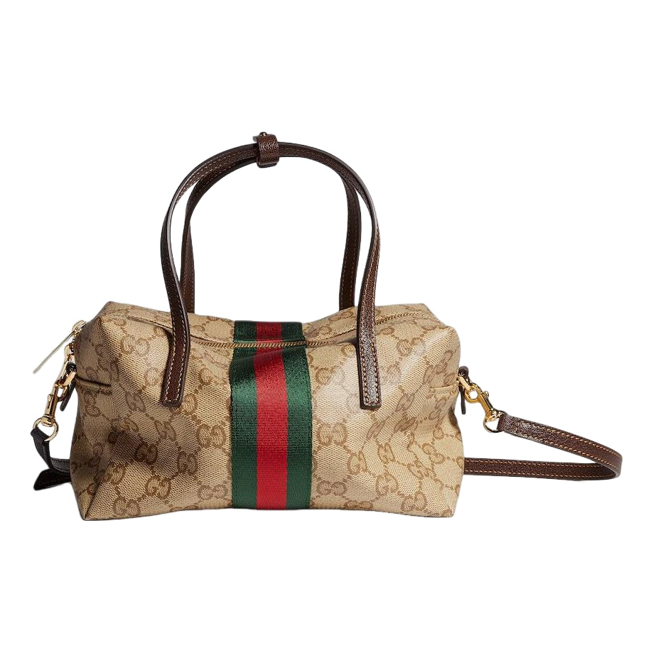 (WMNS) Gucci Mini Boston Bag with Web 'Sand Dark Brown’ 876057-FAF8R-8547