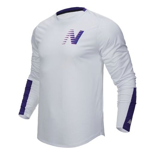 New Balance Men's New Balance Logo Contrasting Colors Round Neck Long Sleeves White MT13239-DVH