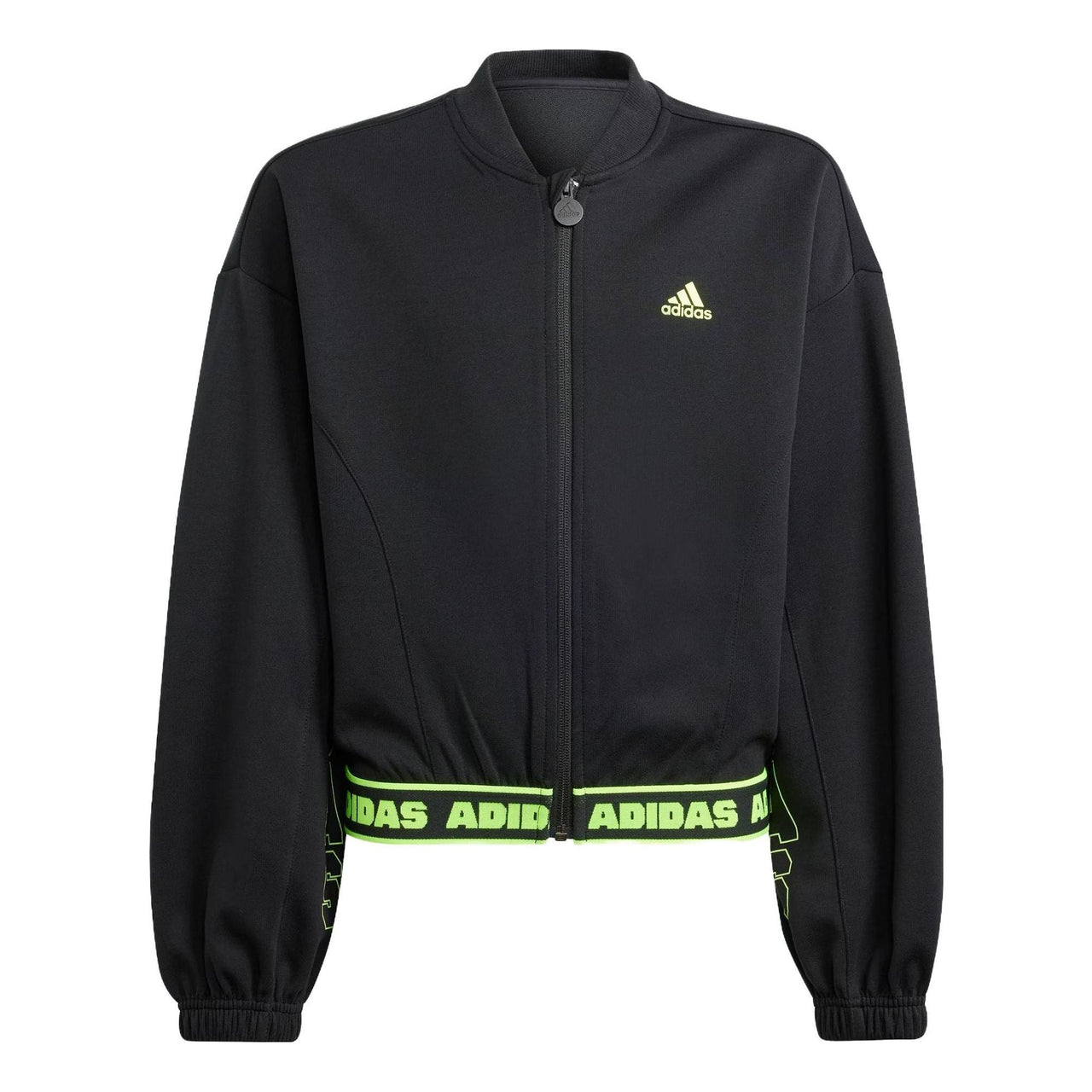 (GS) adidas Dance Full-Zip Crop Hoodie Asia Sizing 'Black Green' IA1531