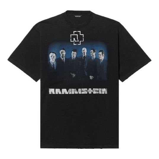 Men's Balenciaga Rammstein Germany Band Crossover Short Sleeve Black 651795TLV511000