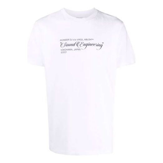 Men's Off-White SS21 Painting Pattern Round Neck Short Sleeve White T-Shirt OMAA027G21JER0010159