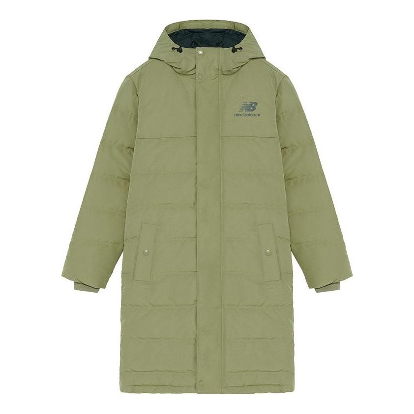 New Balance NB Logo Print Long Down Jacket 'Green' AMJ93550-CGN