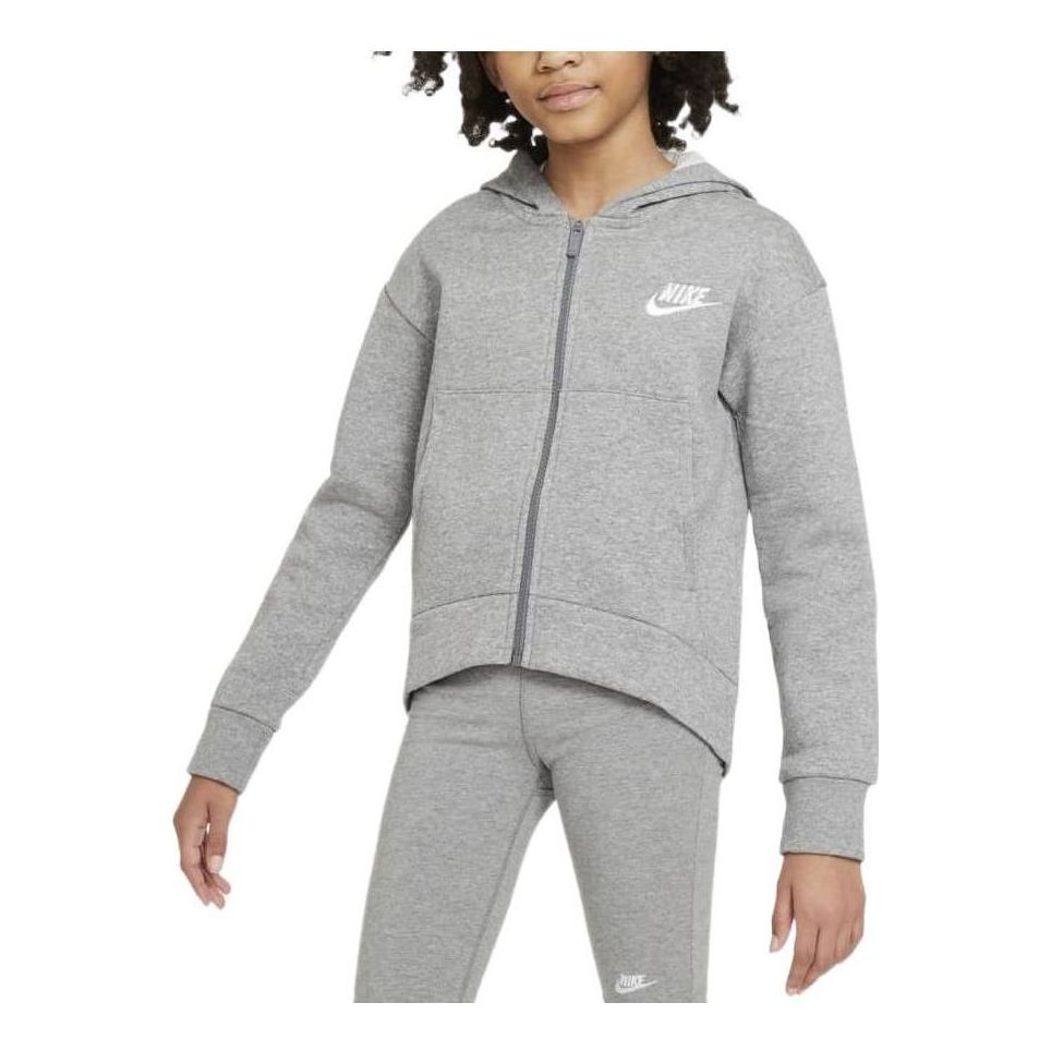 (GS) Nike Sportswear Club Fleece Full-Zip Hoodie 'Carbon Heather' DC7118-091