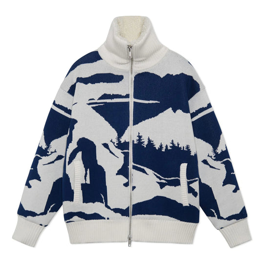 Li-Ning Catwalk Fleece Lined Stay Warm Jacket 'Creamy White Blue' AFDS225-1