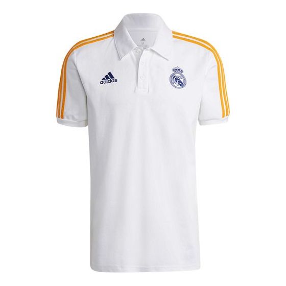 adidas 21-22 Season Real Madrid Athleisure Casual Sports Soccer/Football Short Sleeve polo White GR4242