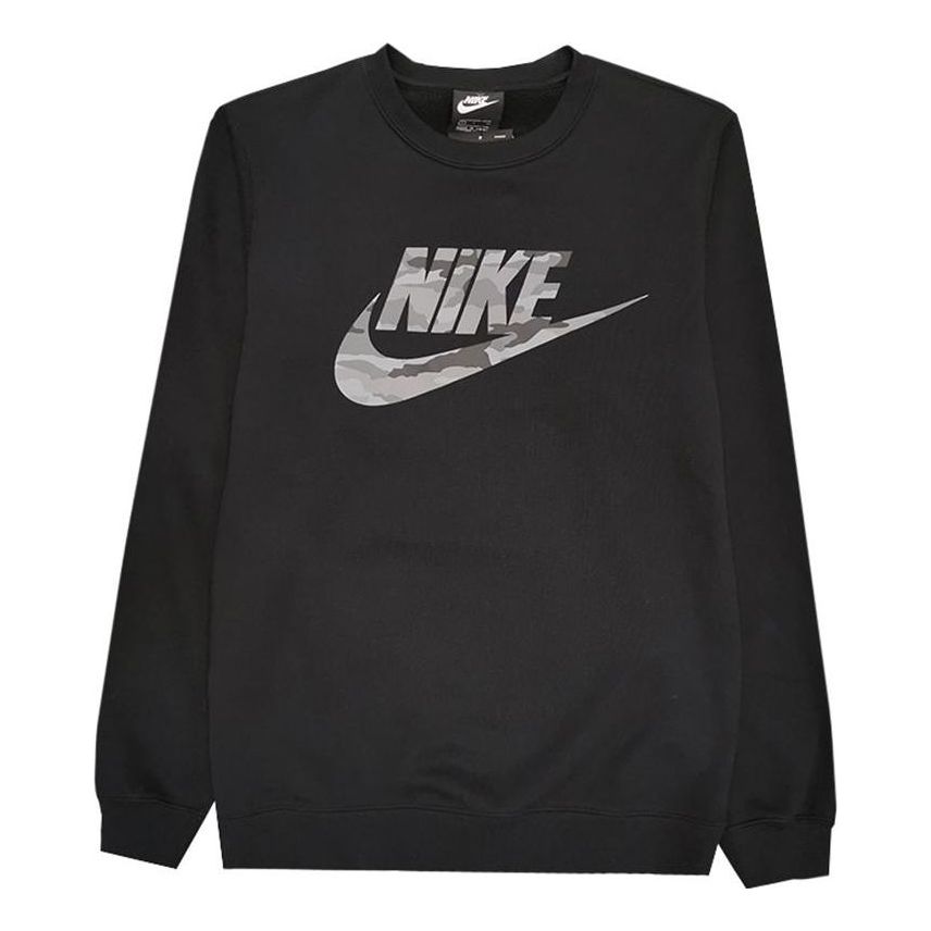 Nike camouflage front logo long sleeves sweatshirt 'Black' CU4526-010