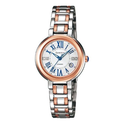 CASIO Business es Golden/Blue Waterproof White Analog SHE-4029SG-7AU