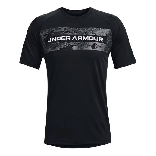 Men's Under Armour 2.0 Boxed Casual Alphabet Printing Training Sports Short Sleeve Black 1366479-001