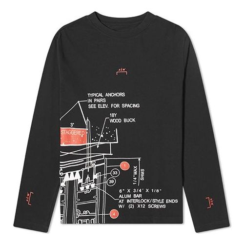 A-COLD-WALL* Long Sleeve Blueprint Tee Logo Tee ACWMTS004WHL-BK