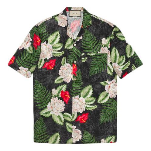 Gucci Hawaiian Style Printed Bowling Shirt For Men Black 624524-ZAEMQ-1030