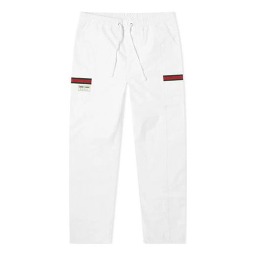 Gucci Label Cotton Canvas Trousers Casual Pants For Men White 604171-XDAX3-9061