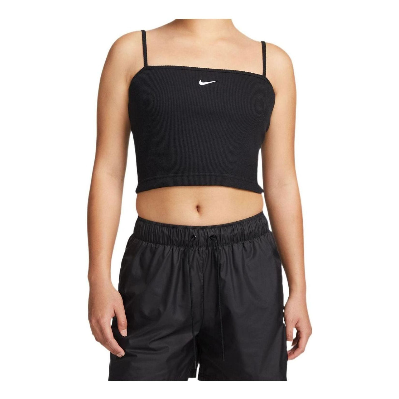 (WMNS) Nike Sportswear Essentials Rib Crop Top 'Black' DM6738-010